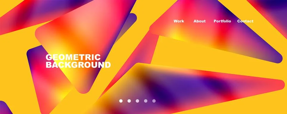 Bright colorful triangular shapes abstract background with fluid color effect Illustrazione stock