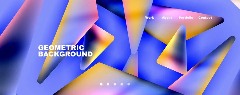 Bright colorful triangular shapes abstract background with fluid color effect Illustrazione stock