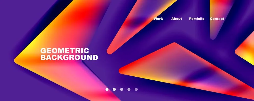 Bright colorful triangular shapes abstract background with fluid color effect Stock Illustration