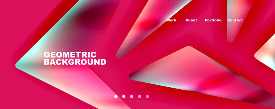 Bright colorful triangular shapes abstract background with fluid color effect Illustrazione stock