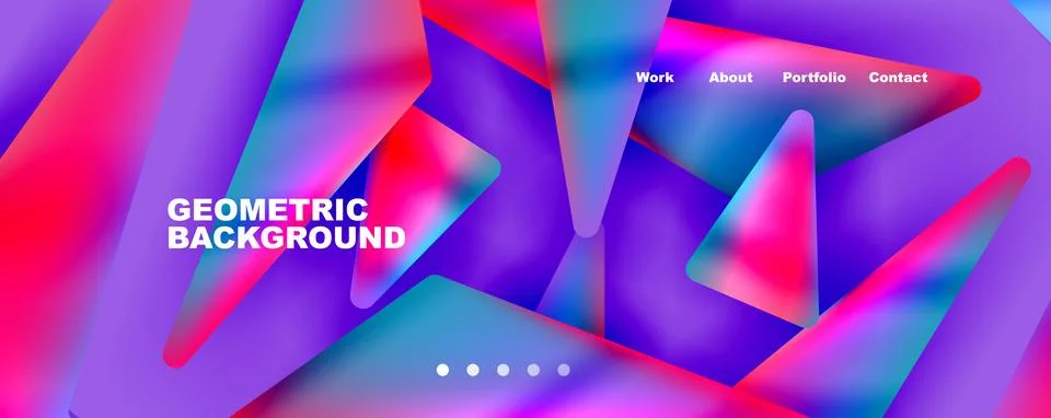 Bright colorful triangular shapes abstract background with fluid color effect Stockillustratie