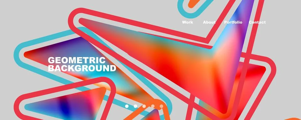 Bright colorful triangular shapes abstract background with fluid color effect Illustrazione stock