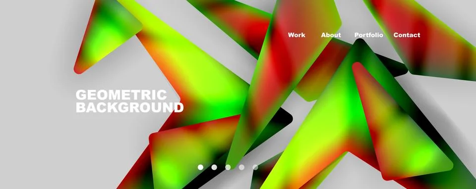Bright colorful triangular shapes abstract background with fluid color effect Illustrazione stock