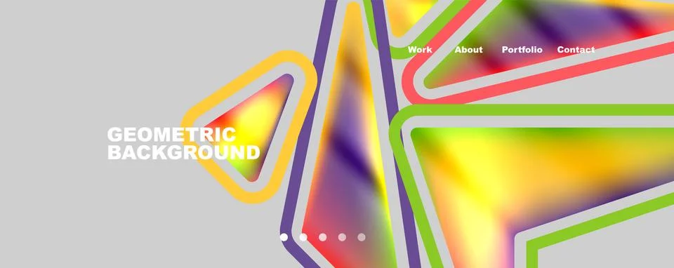 Bright colorful triangular shapes abstract background with fluid color effect Illustrazione stock