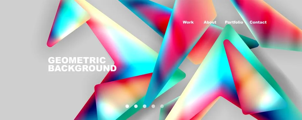 Bright colorful triangular shapes abstract background with fluid color effect 스톡 일러스트