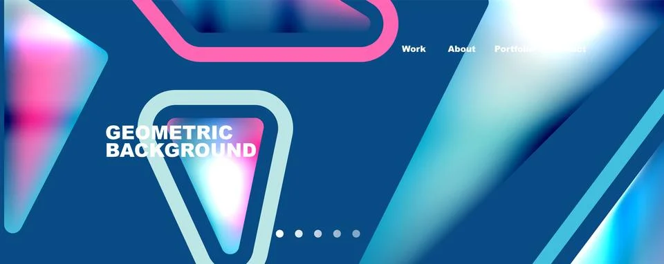 Bright colorful triangular shapes abstract background with fluid color effect Stock Illustration