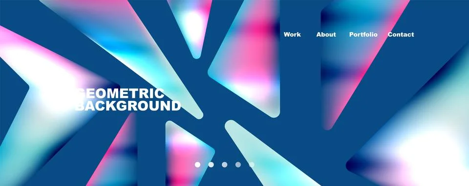 Bright colorful triangular shapes abstract background with fluid color effect 库存插图