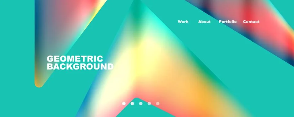 Bright colorful triangular shapes abstract background with fluid color effect Illustrazione stock