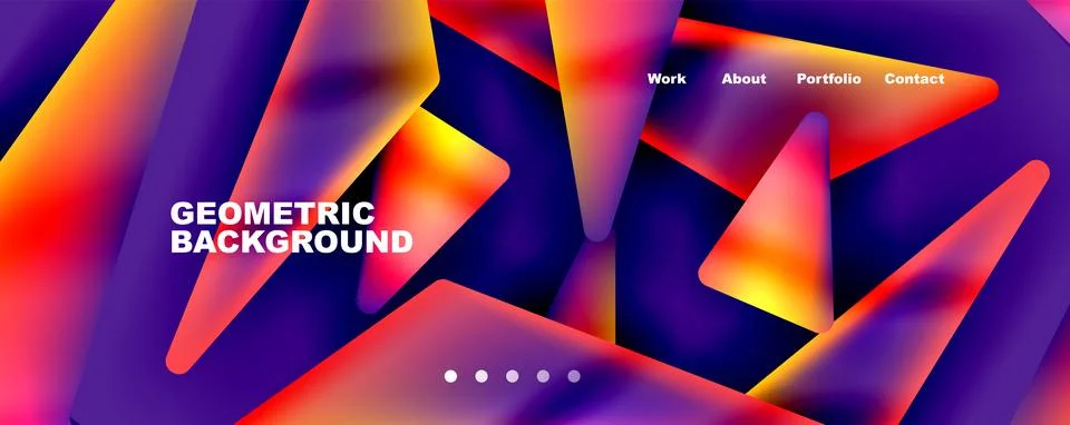 Bright colorful triangular shapes abstract background with fluid color effect 스톡 일러스트
