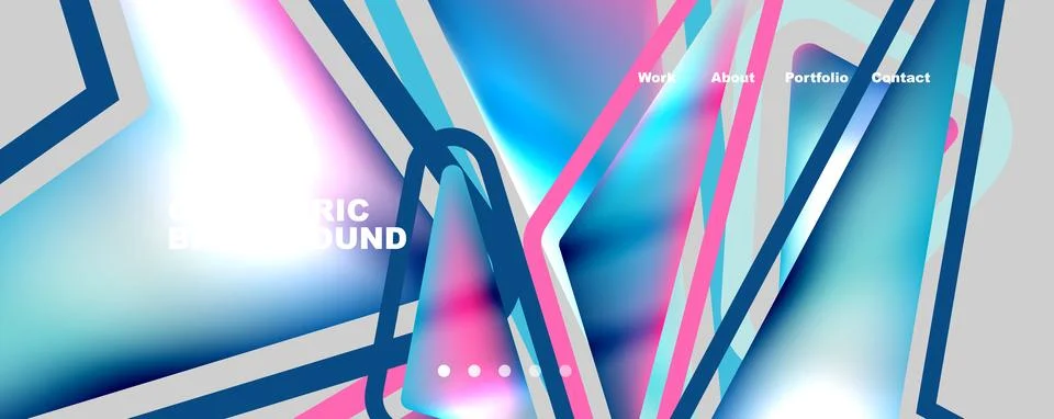 Bright colorful triangular shapes abstract background with fluid color effect 스톡 일러스트
