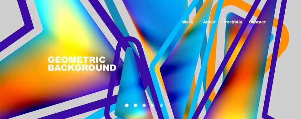 Bright colorful triangular shapes abstract background with fluid color effect イラスト素材