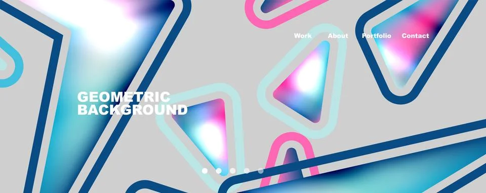 Bright colorful triangular shapes abstract background with fluid color effect Stock Illustration