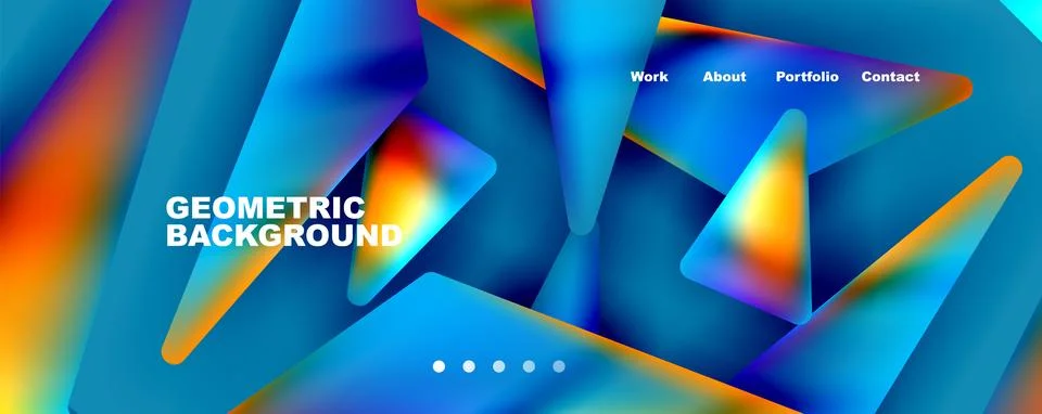 Bright colorful triangular shapes abstract background with fluid color effect 库存插图