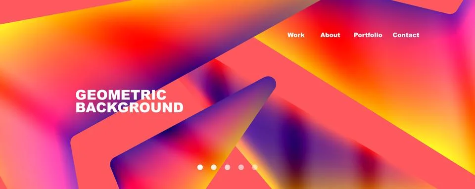 Bright colorful triangular shapes abstract background with fluid color effect 스톡 일러스트