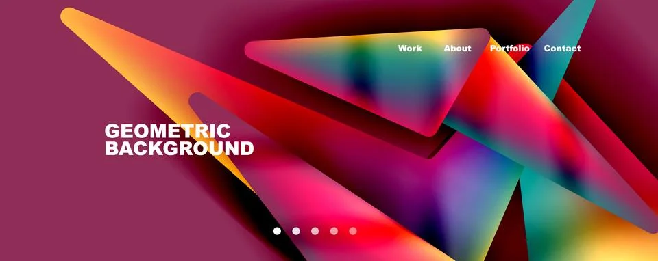 Bright colorful triangular shapes abstract background with fluid color effect Stock Illustration