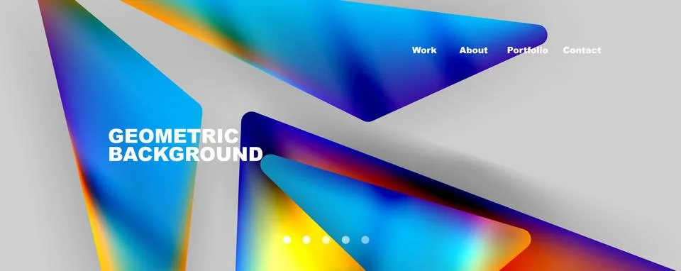 Bright colorful triangular shapes abstract background with fluid color effect Illustrazione stock