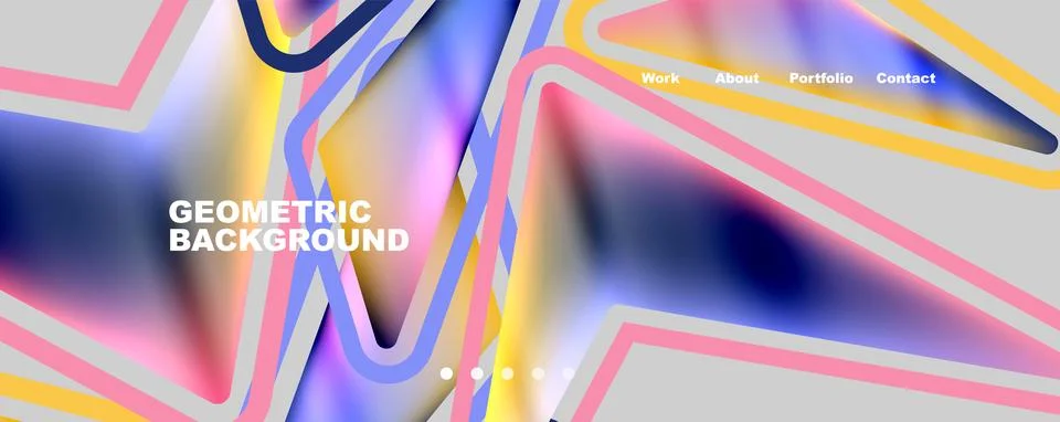 Bright colorful triangular shapes abstract background with fluid color effect 스톡 일러스트