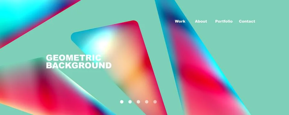 Bright colorful triangular shapes abstract background with fluid color effect Illustrazione stock