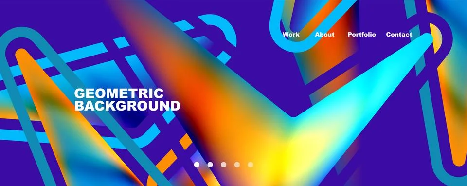 Bright colorful triangular shapes abstract background with fluid color effect 스톡 일러스트