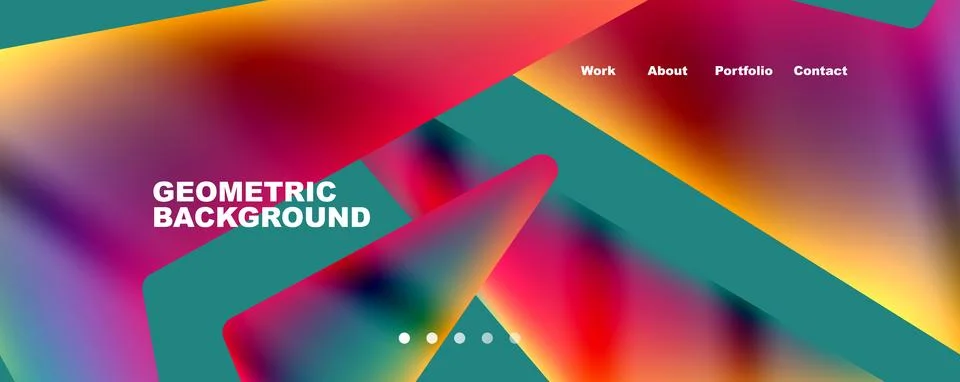 Bright colorful triangular shapes abstract background with fluid color effect 库存插图