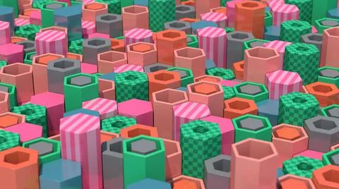 Bright colorful tubes pattern. Abstract illustration, 3d render, close-up. Stock Illustration