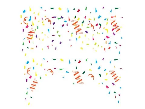 Bright colorful vector confetti background. Gold glitter confetti flying vect Stock Illustration