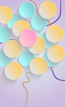 Bright colorful vector confetti background. Paper circle and drop shadow. Stock Illustration