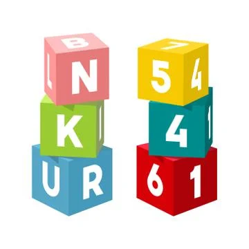 Bright colorful vector toy bricks building towers Stock Illustration