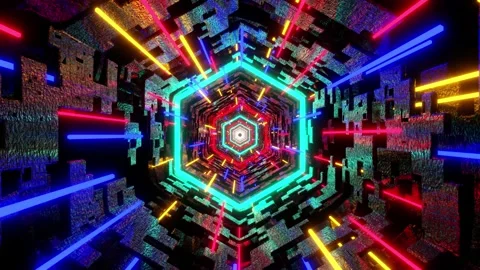 Bright Colorful VJ Loop Tunnel Stock Footage 147372660