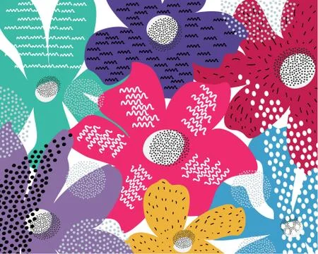 Bright colors bright colors vector pattern Doodle art header with different Stock Illustration
