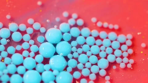 Bright Colors Bubbles Slow Motion Oil Acrylic paint and Ink Stock Footage 150574875