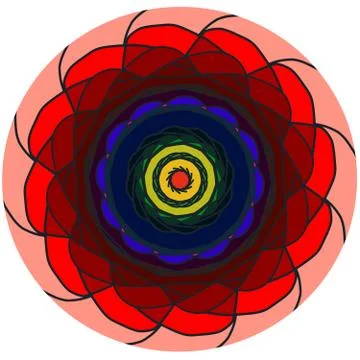 Bright colors in circular intriguing pattern Stock Illustration