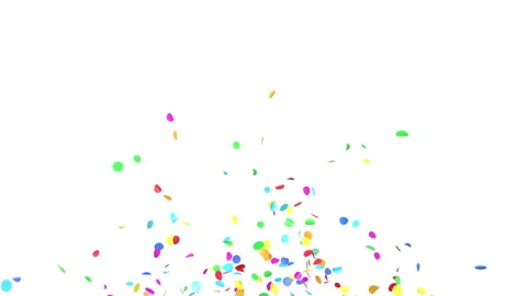 Bright Colors Confetti Explosion on White Background, Alpha Channel 3d Animation Vídeos de archivo 310129156