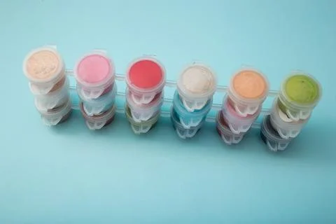 Bright colors for drawing in a box Stock Photos
