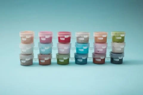 Bright colors for drawing in a box Stock Photos