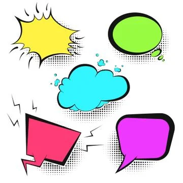 Bright colors retro comic speech bubbles Stock Illustration