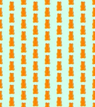 Bright colors of seamless pattern with  candy and  gummy bear. Stock Illustration