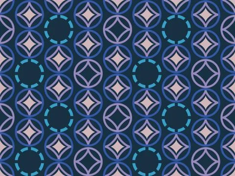 Bright colors of seamless pattern with circle and  ornament. Stock Illustration