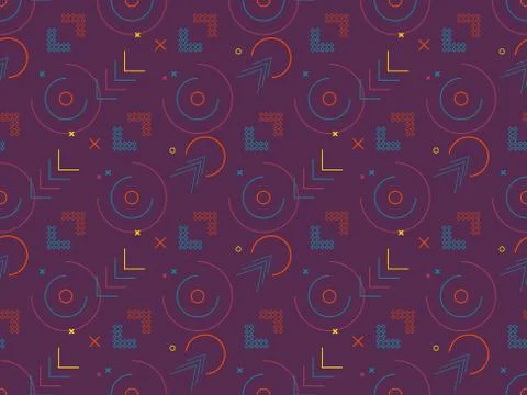 Bright colors of seamless pattern with circle and  line. Stock Illustration