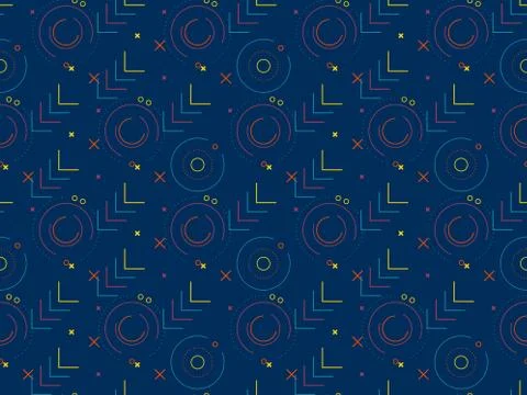 Bright colors of seamless pattern with circle and  straight lines. Stock Illustration