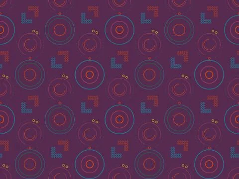 Bright colors of seamless pattern with  concentric circles and  connection. イラスト素材