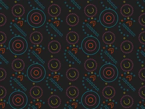 Bright colors of seamless pattern with  concentric circles and  geometry. イラスト素材