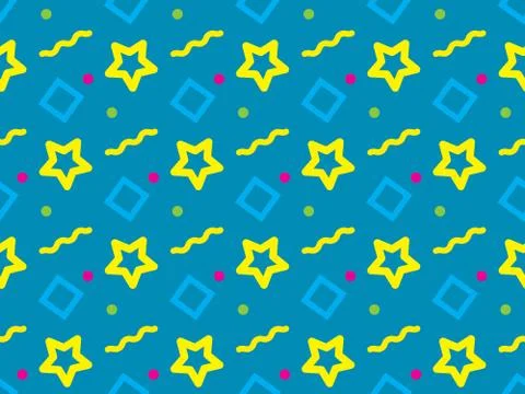 Bright colors of seamless pattern with corner and  children's scribbles. Stock Illustration