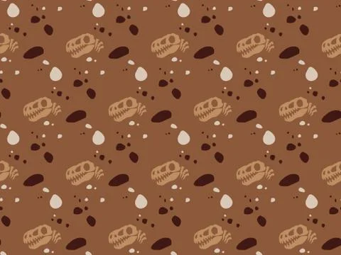 Bright colors of seamless pattern with  fossils and stones. Illustrazione stock