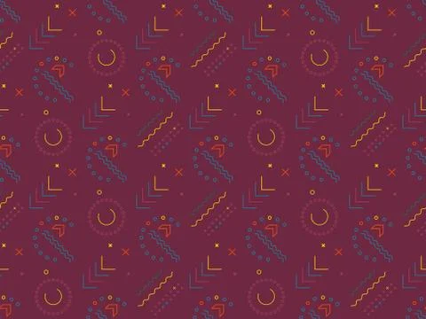 Bright colors of seamless pattern with  line and circle. Stock Illustration