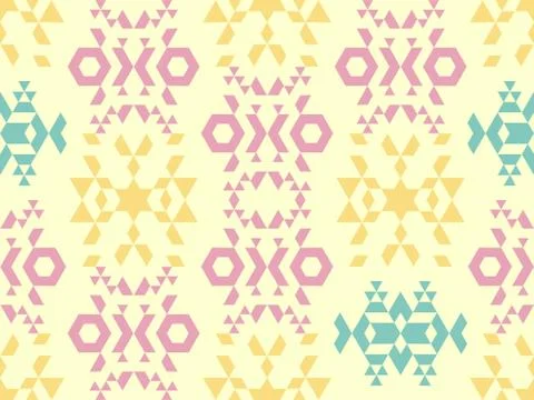Bright colors of seamless pattern with  star and  ornament. Stock Illustration