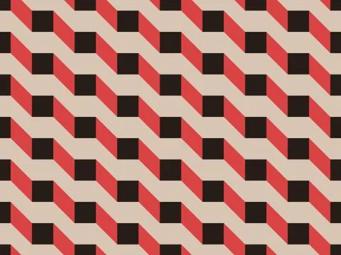 Bright colors of seamless pattern with  three-dimensional figures and  cube. Illustrazione stock