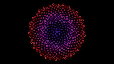 Bright colors swirl in a circular pattern on black background Stock Illustration
