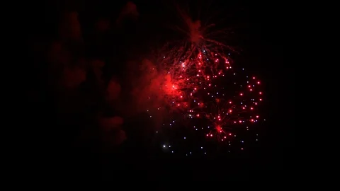 Bright Colourful Firework Display Late At Night, Spanish Festival Celebration Stock Footage 112029256