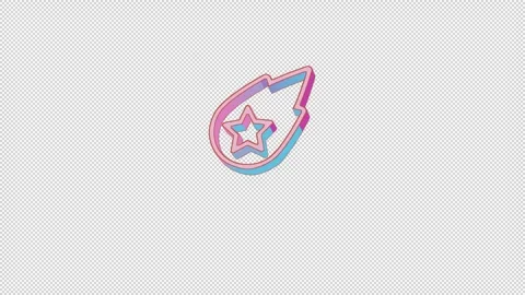 Bright comet icon is jumping merrily. Retro style. Alpha channel black. Stock Footage 253806234